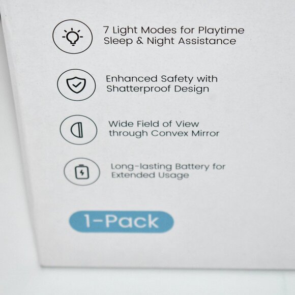 EASYERA Baby Car Mirror with Light 1-Pack, 7 RGB Colors, 360° Adjustable, Rear F - Picture 5 of 5